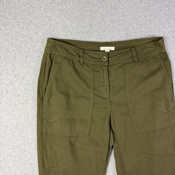 Eileen fisher pants womens 4 green slim leg lightweight organic cotton - Picture 2 of 8